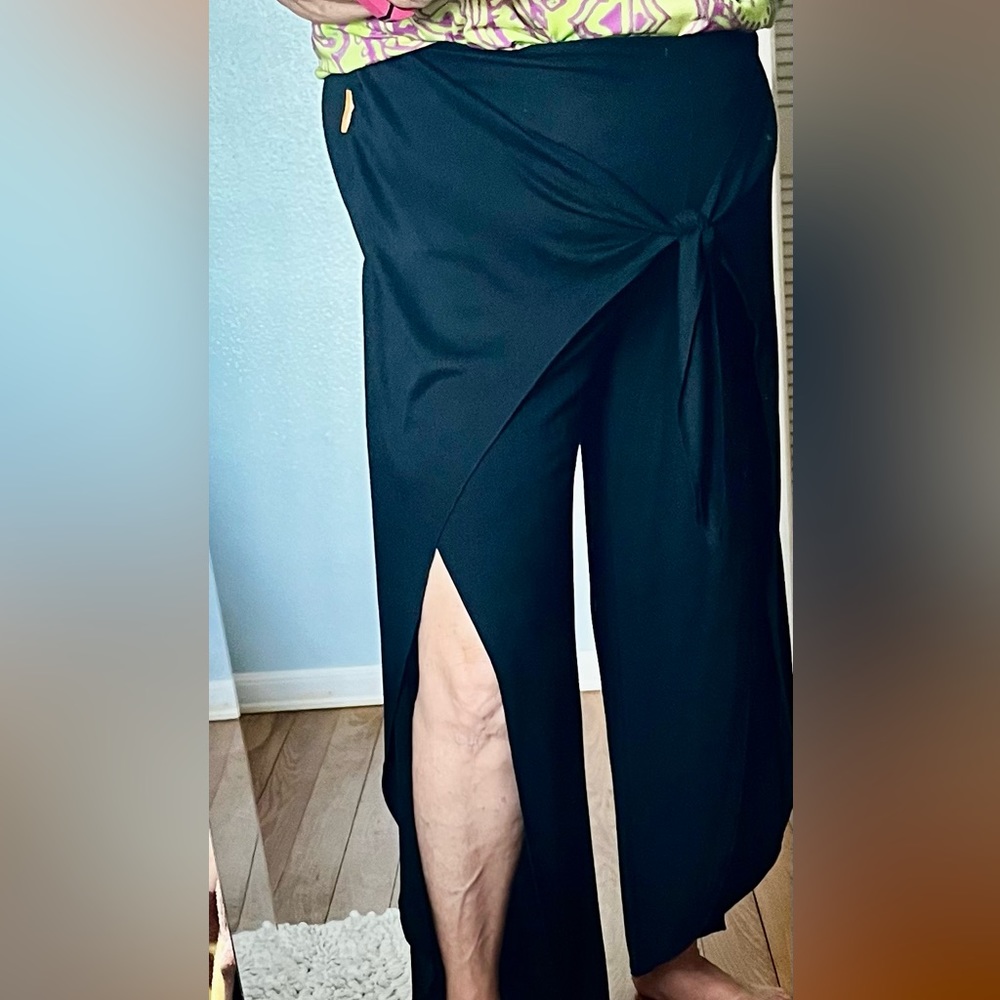 Mamatayoe European Black Open Leg Palazzo Pants - Picture 2 of 12